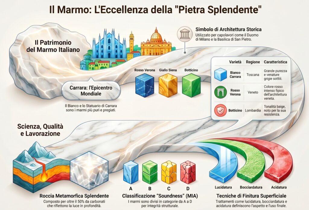 Infografica guida marmi italiani pregiati